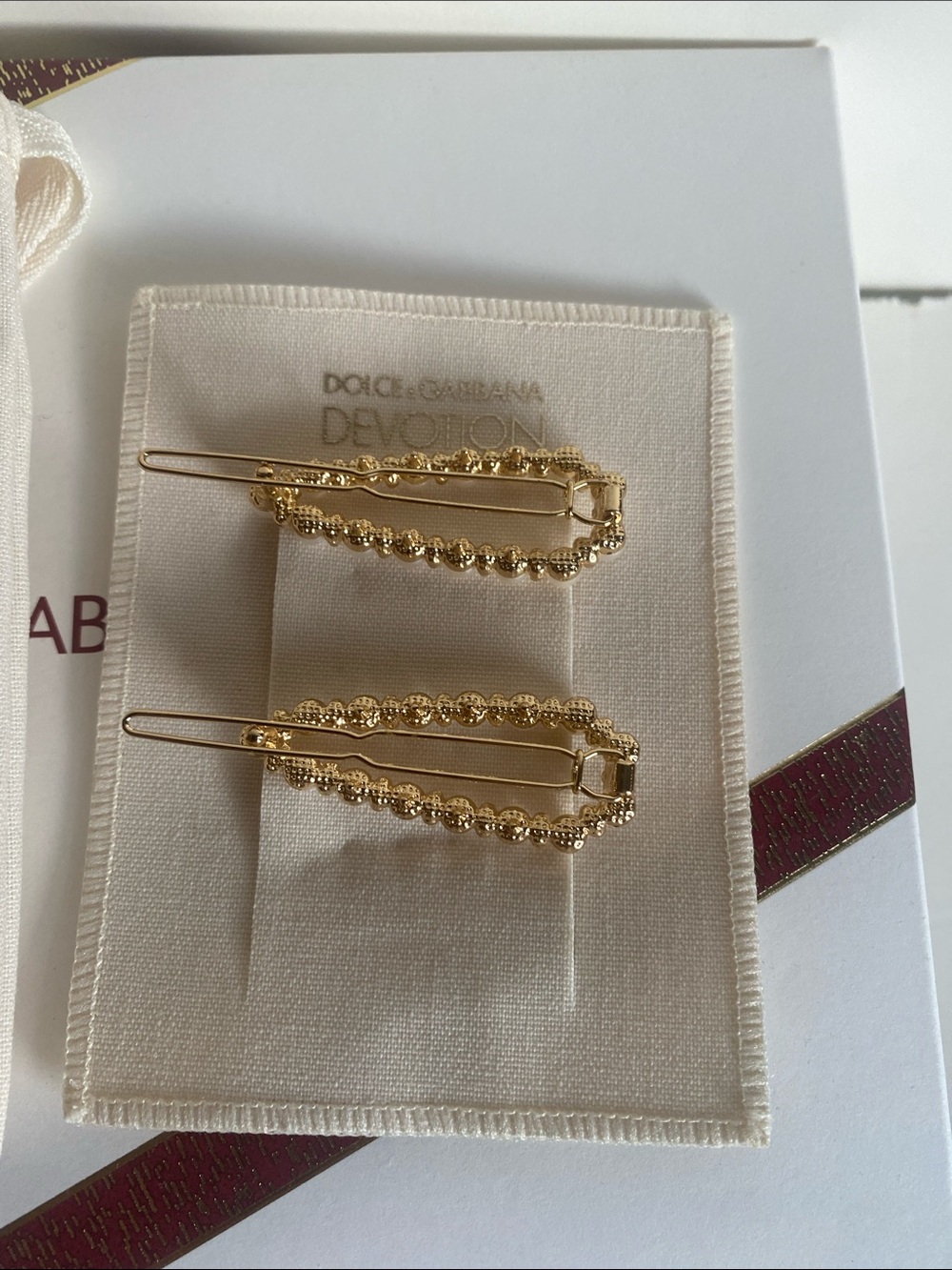 Dolce & Gabbana Pearl-Embellished Gold Hair Clips - Cream/Gold - Picture 4 of 6